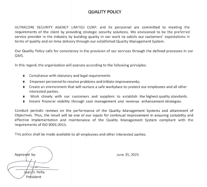 ULTRACORE QUALITY POLICY (1)